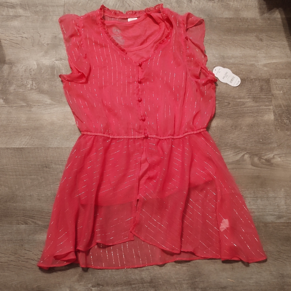 NWT Girl's XXL SZ 18 Sheer Over Sleeveless Top